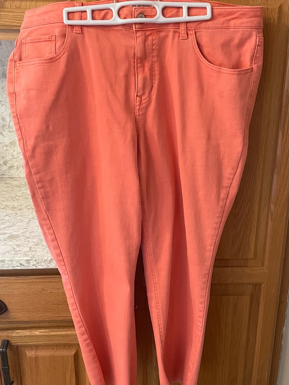 Maurices Coral-Orange ankle Jeans with frayed hem size 16W